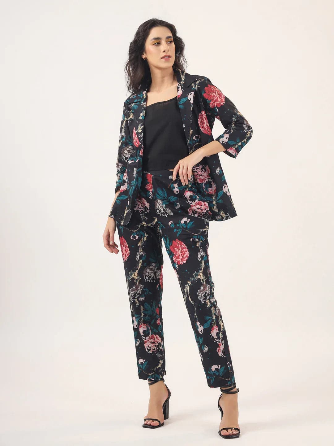 Kemigen Black Floral Cotton Night Suit