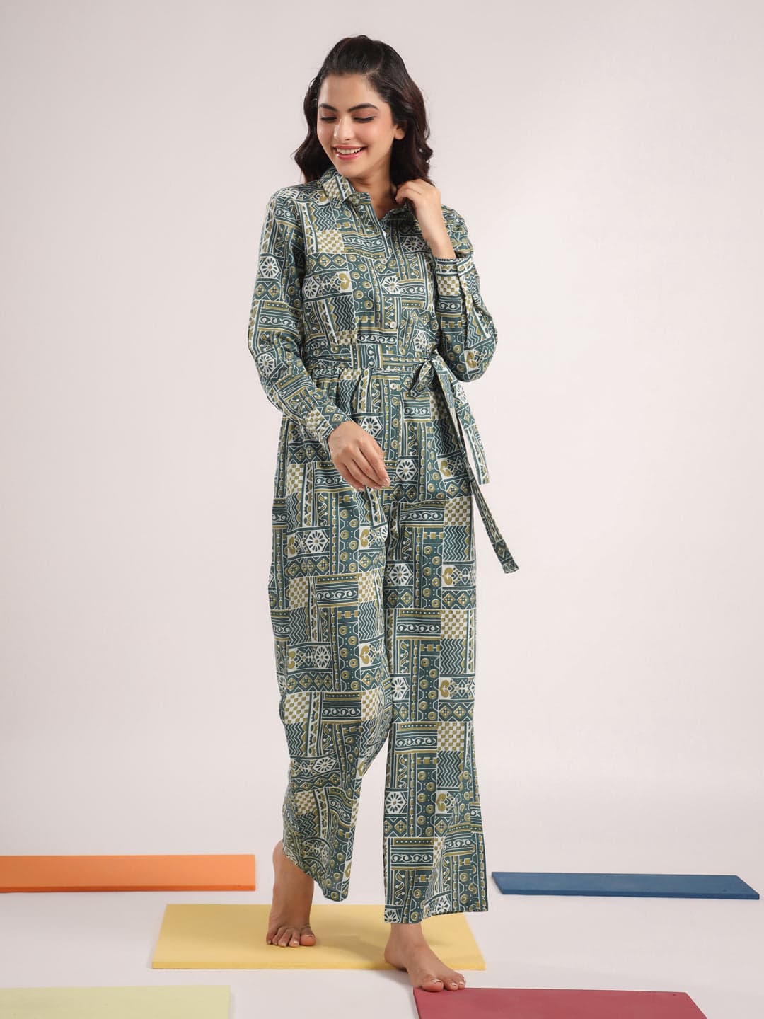 Kemigen Green Pure Cotton Jumpsuit