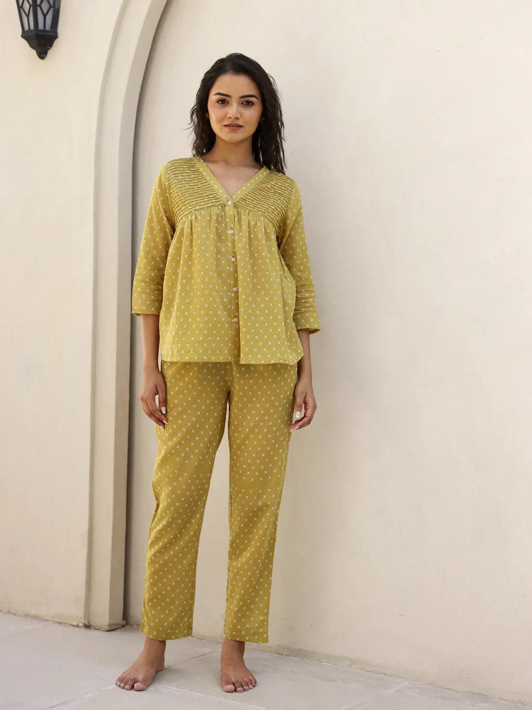Kemigen Mustard Printed Loungewear Set